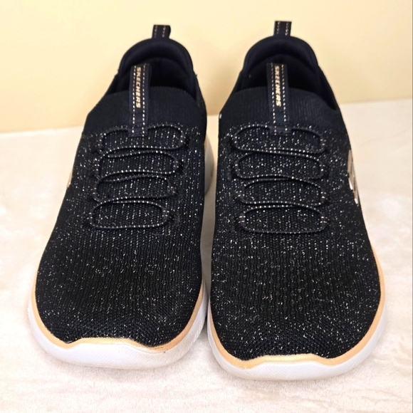 SKECHERS Women's Summits Pixi Dust Black/Rose Gold Sneakers Size 9 - Picture 13 of 14